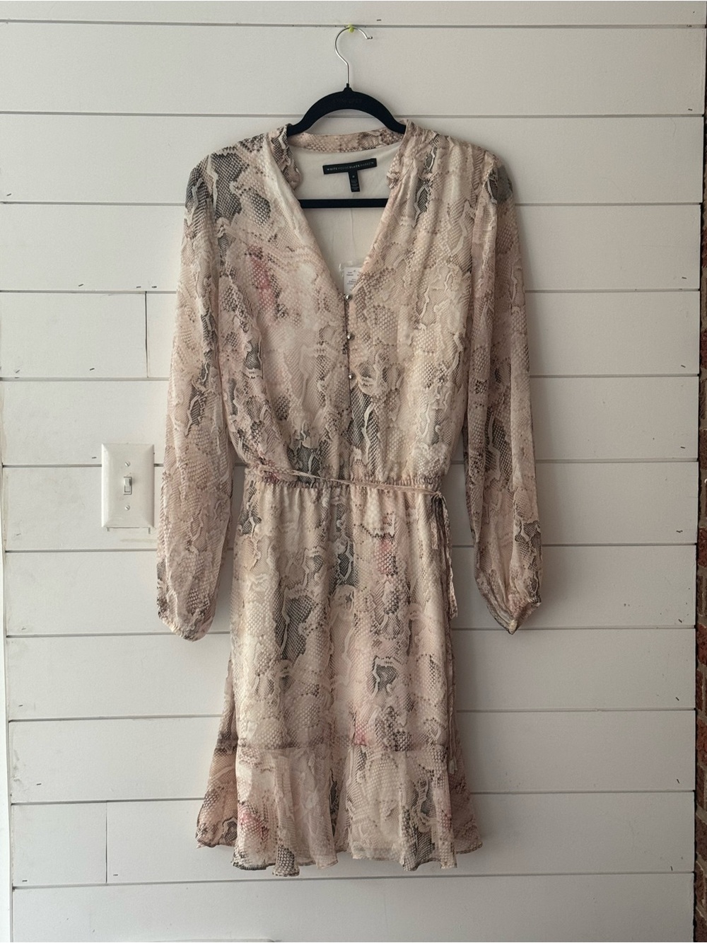 White House Black Market Snake-Print Long-Sleeve Dress
